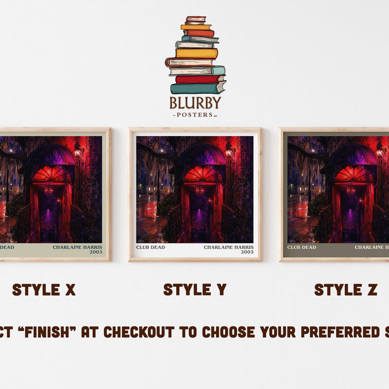 Club Dead literary print in frame leaning in hallway – fantasy wall art