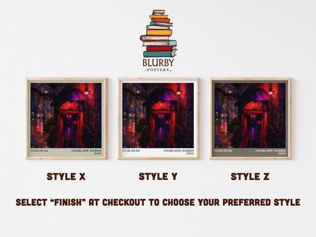 Club Dead literary print in frame leaning in hallway – fantasy wall art (mockup)