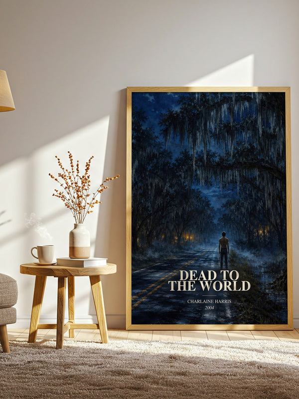 Dead to the World watercolour print in frame leaning in hallway – romance wall art