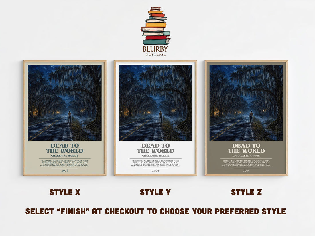 Dead to the World bookish print in frame leaning in hallway – romance wall art (mockup)