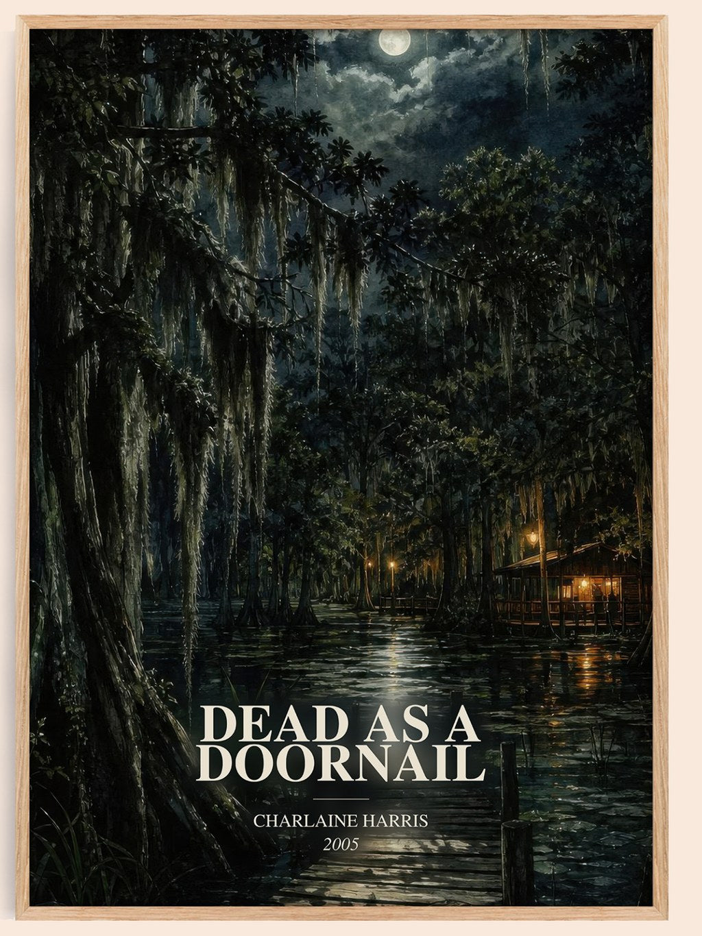 Dead as a Doornail watercolour book poster by Charlaine Harris – framed literary art print