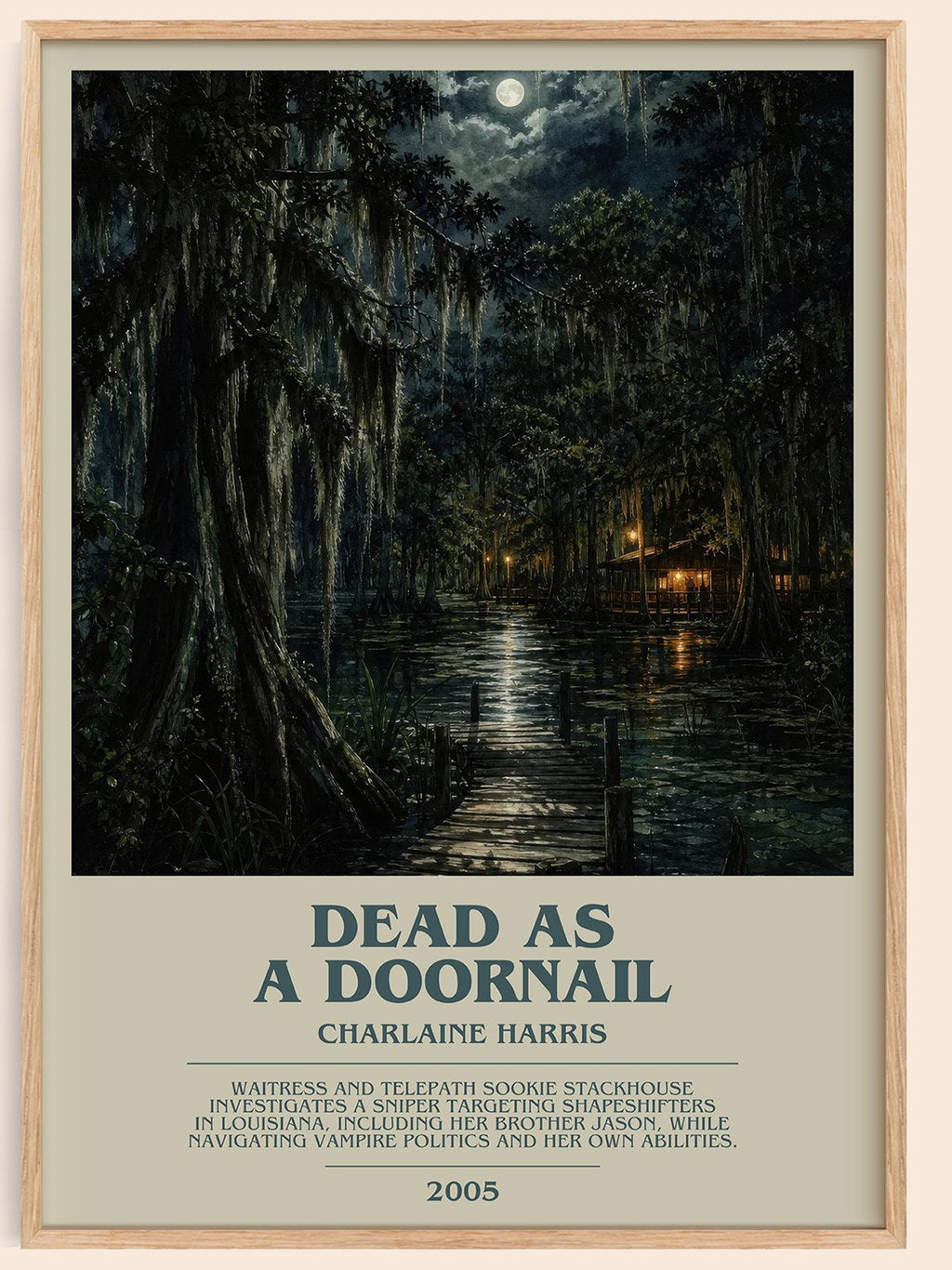 Dead as a Doornail bookish book poster by Charlaine Harris – framed literary art print