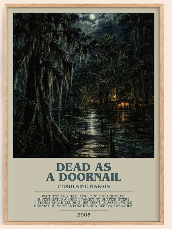Dead as a Doornail bookish book poster by Charlaine Harris – framed literary art print