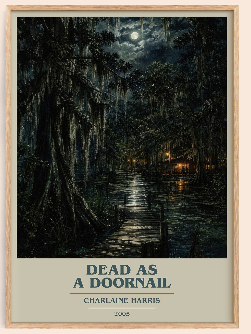 Dead as a Doornail book cover book poster by Charlaine Harris – framed literary art print