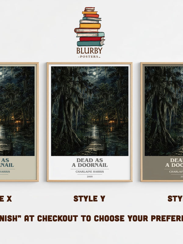 Dead as a Doornail book cover print in frame leaning in hallway – fantasy wall art