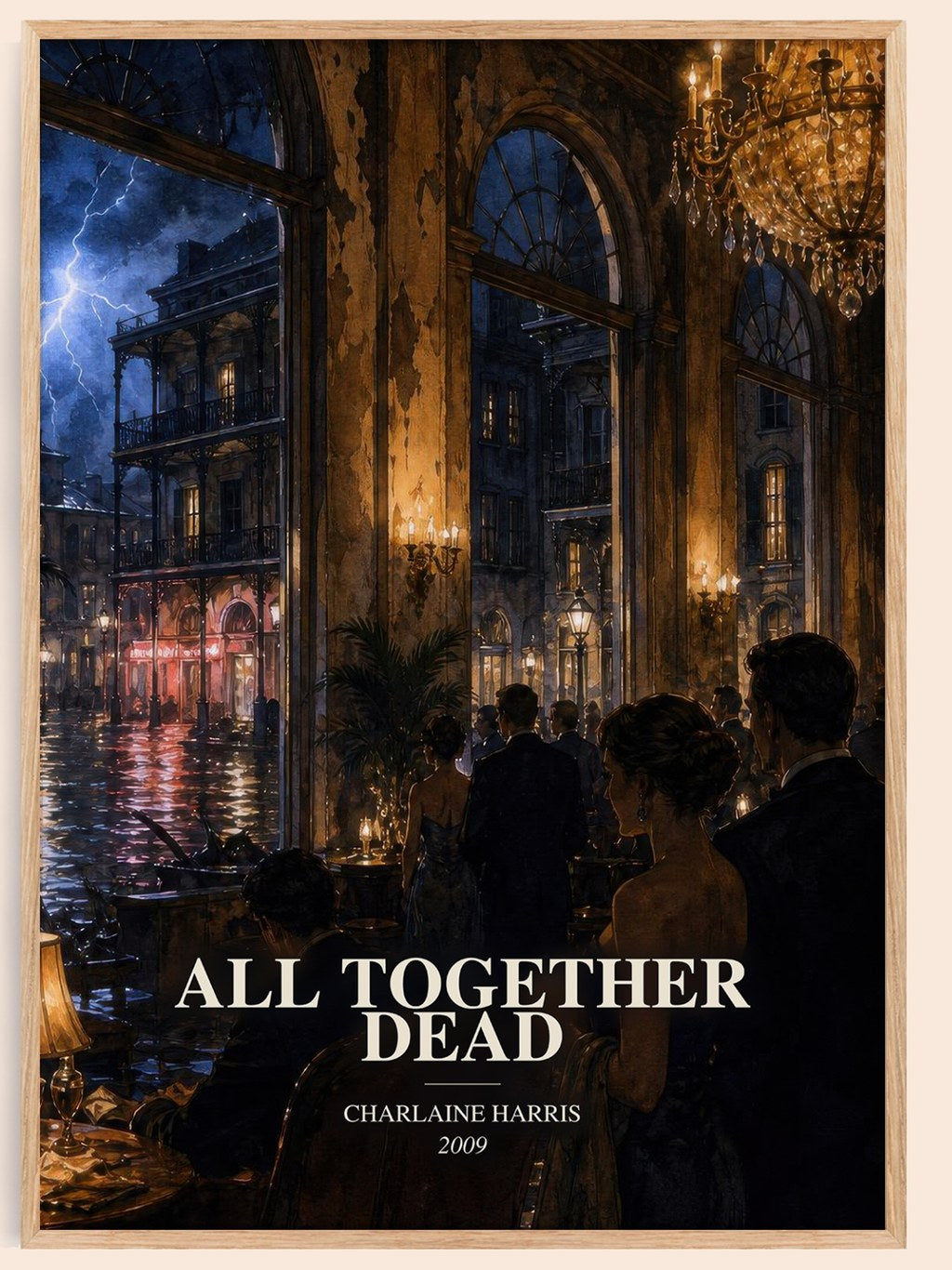 All Together Dead watercolour book poster by Charlaine Harris – framed literary art print