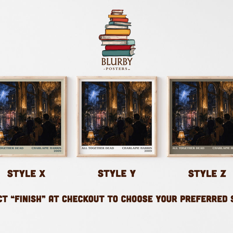 All Together Dead literary print in frame leaning in hallway – fantasy wall art