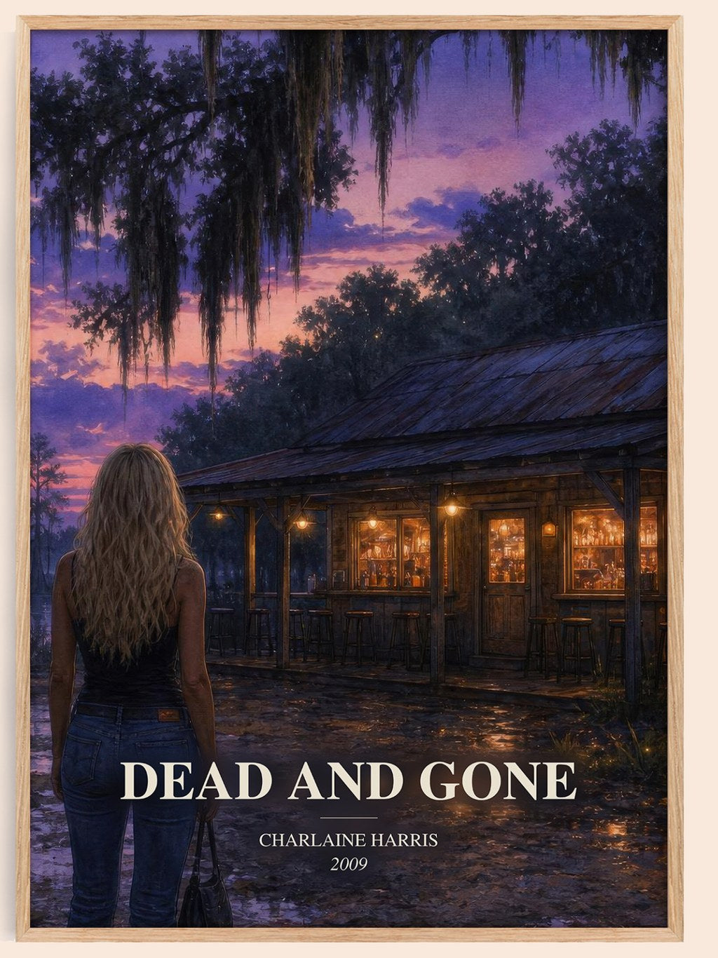 Dead and Gone watercolour book poster by Charlaine Harris – framed literary art print