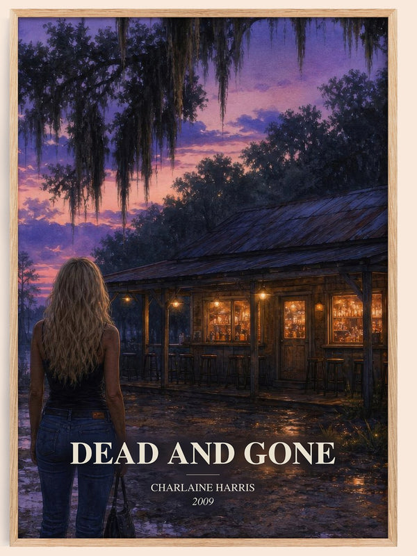 Dead and Gone watercolour book poster by Charlaine Harris – framed literary art print