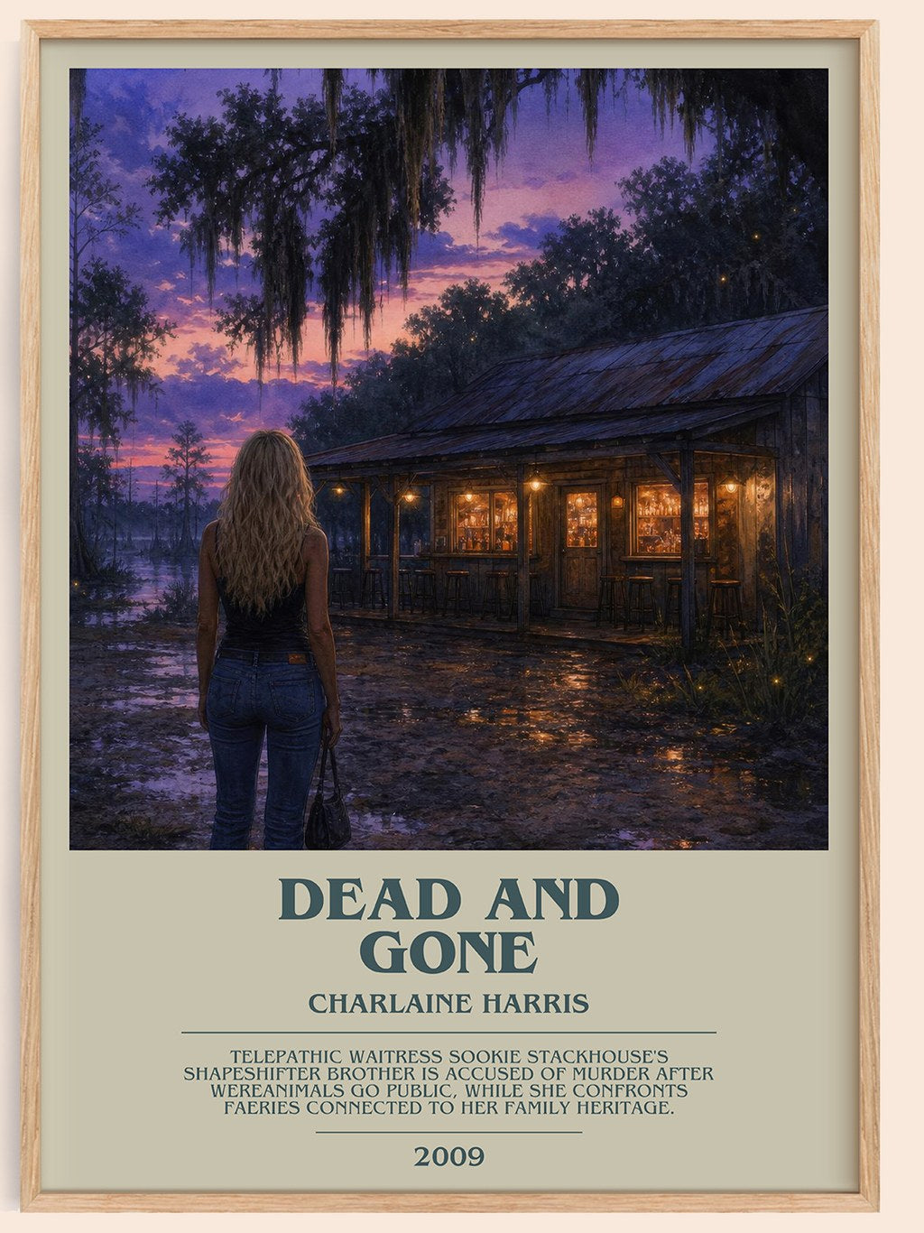 Dead and Gone bookish book poster by Charlaine Harris – framed literary art print
