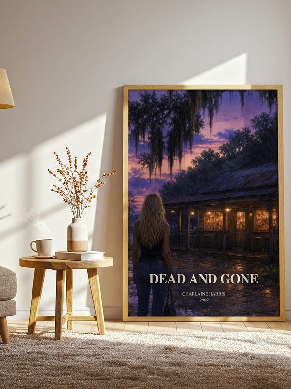 Dead and Gone watercolour print in frame leaning in hallway – fantasy wall art