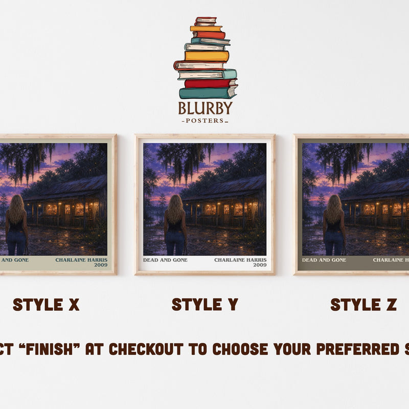 Dead and Gone literary print in frame leaning in hallway – fantasy wall art