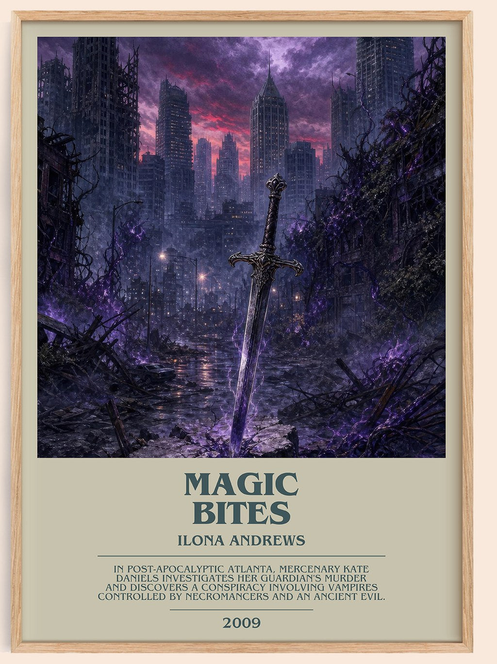 Magic Bites bookish book poster by Ilona Andrews – framed literary art print