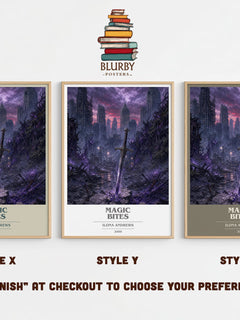 Magic Bites book cover print in frame leaning in hallway – fantasy wall art