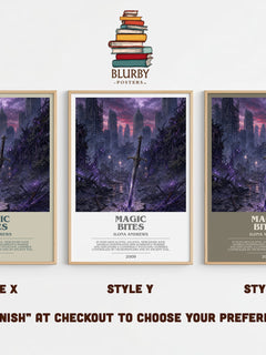 Magic Bites bookish print in frame leaning in hallway – fantasy wall art