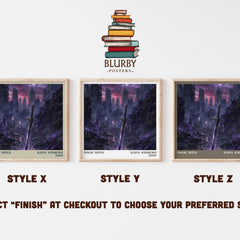 Magic Bites literary print in frame leaning in hallway – fantasy wall art