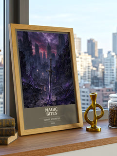 Magic Bites book cover print framed by window – literary home decor