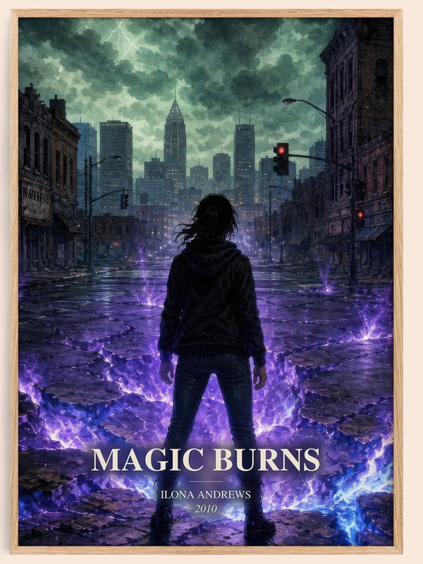 Magic Burns watercolour book poster by Ilona Andrews – framed literary art print