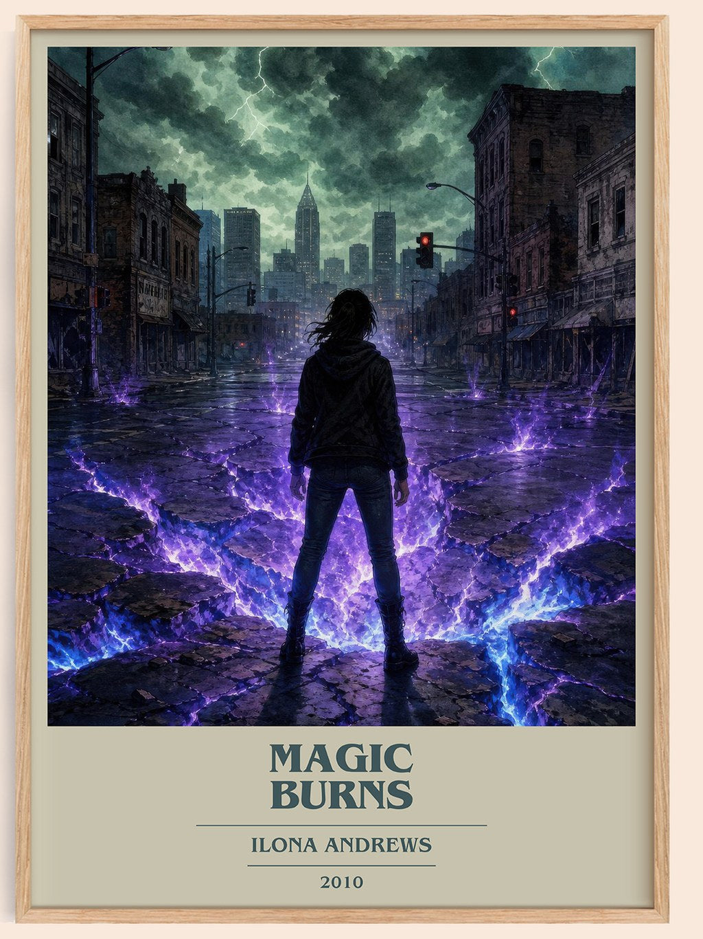 Magic Burns book cover book poster by Ilona Andrews – framed literary art print