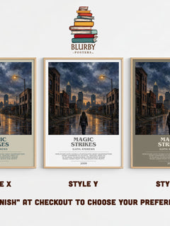 Magic Strikes bookish print in frame leaning in hallway – fantasy wall art