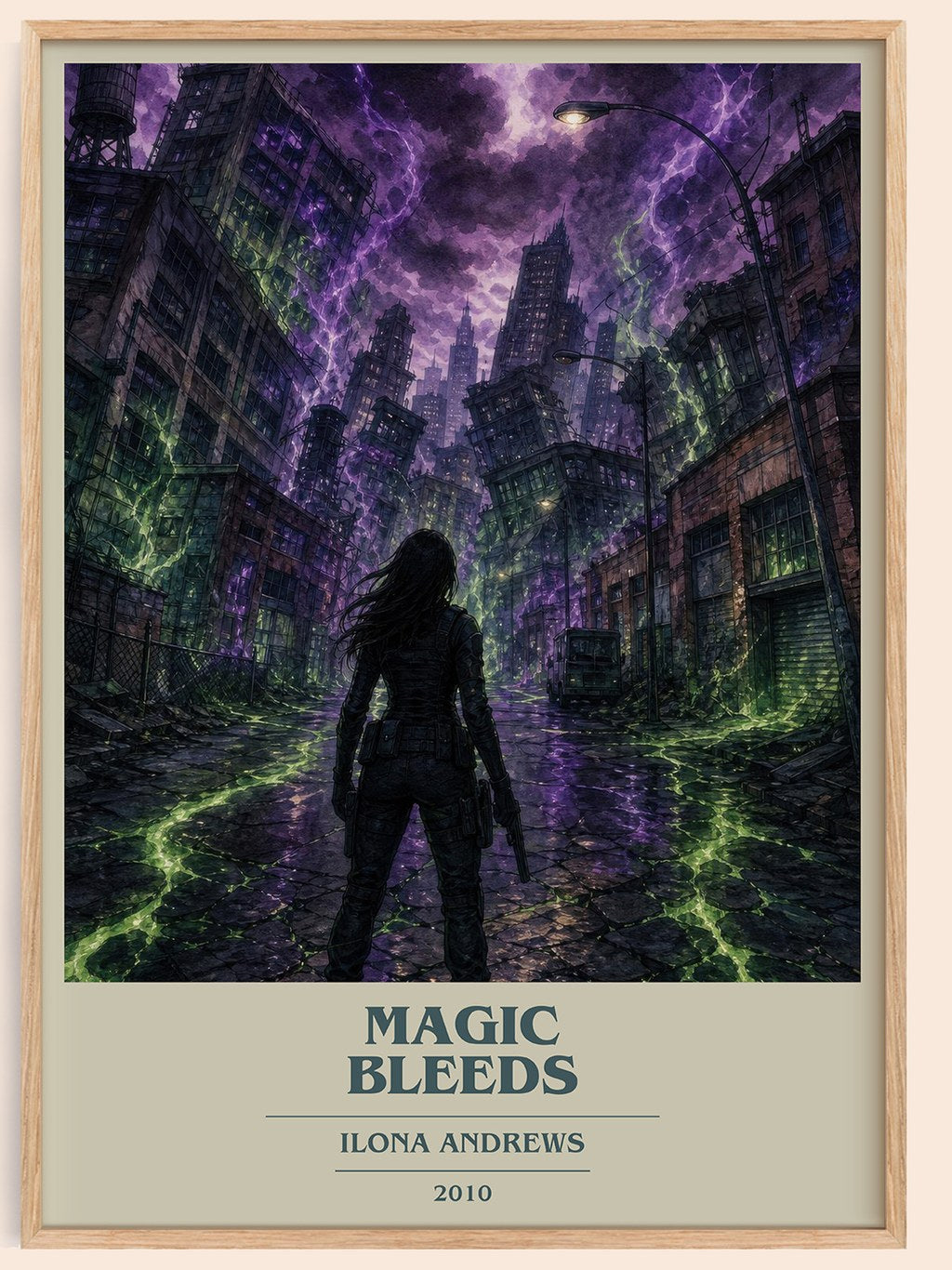 Magic Bleeds book cover book poster by Ilona Andrews – framed literary art print