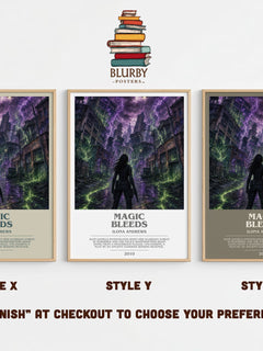 Magic Bleeds bookish print in frame leaning in hallway – fantasy wall art
