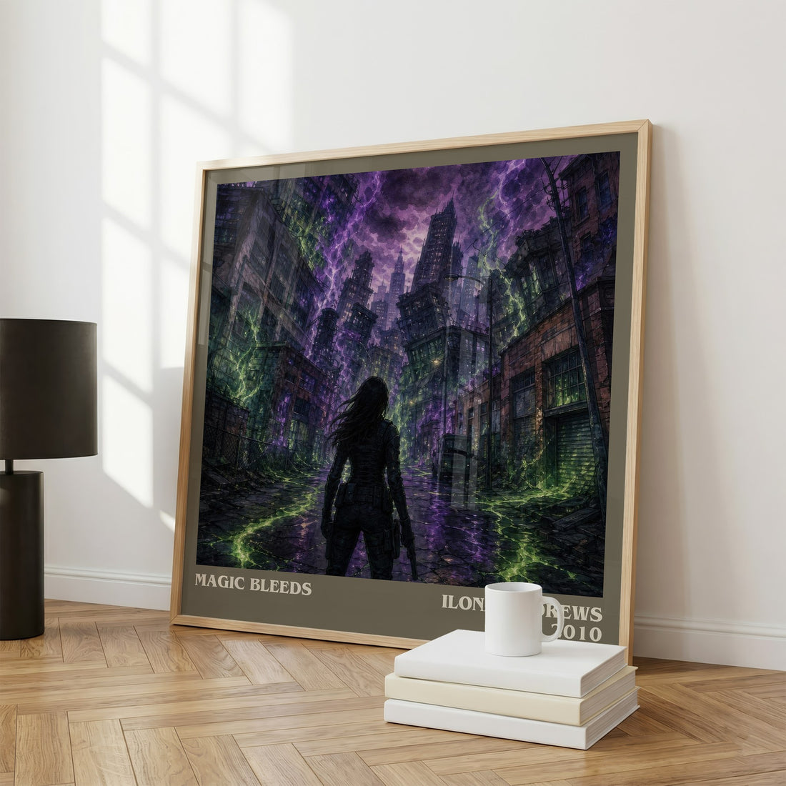 Magic Bleeds literary print framed by window – literary home decor