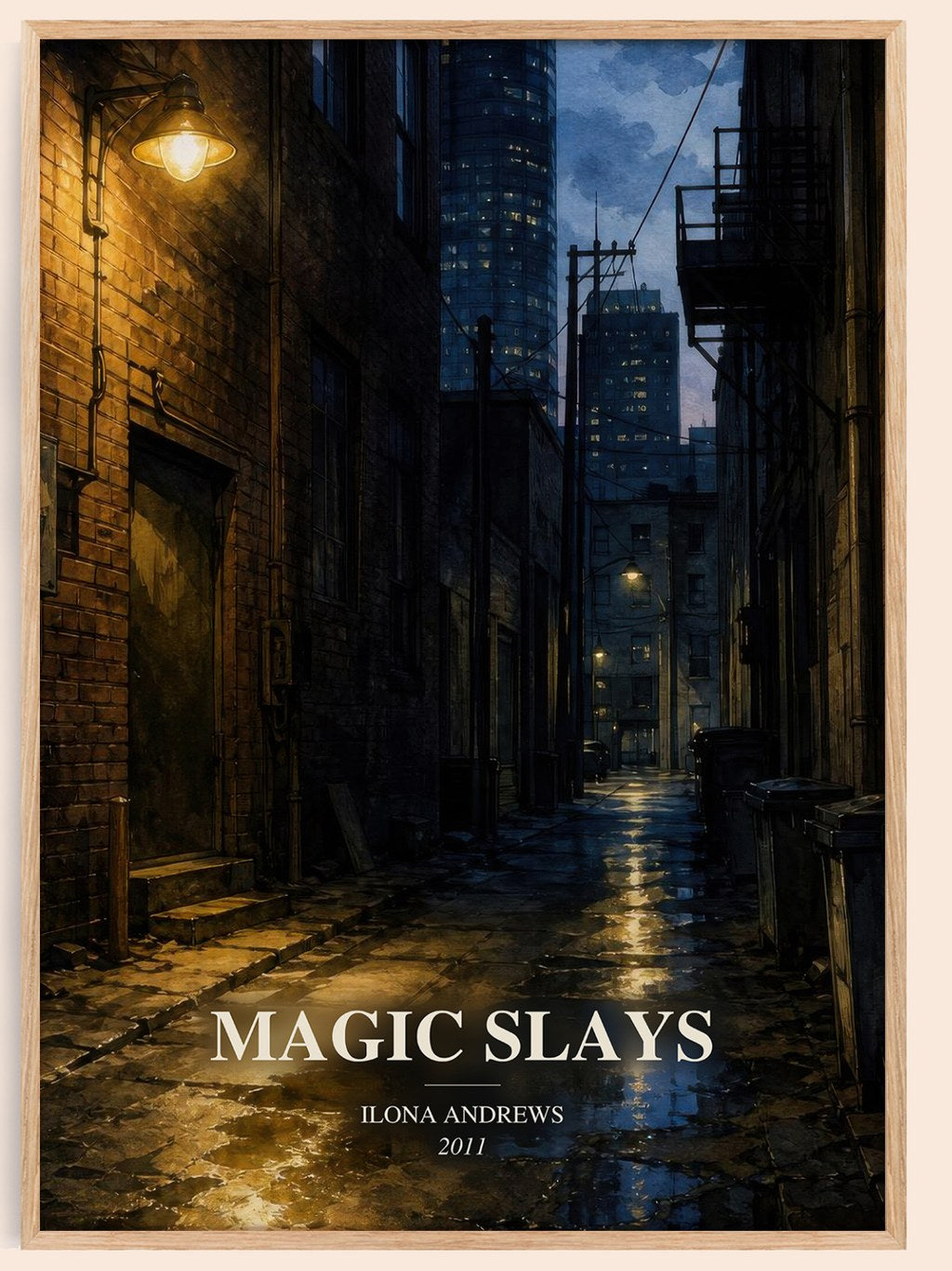 Magic Slays watercolour book poster by Ilona Andrews – framed literary art print