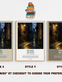 Magic Slays bookish print in frame leaning in hallway – fantasy wall art