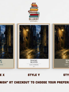Magic Slays book cover print in frame leaning in hallway – fantasy wall art