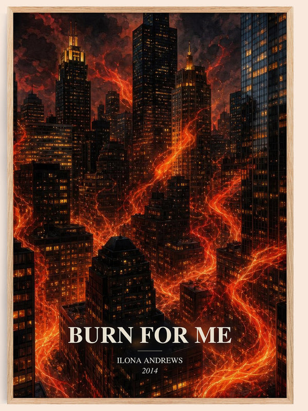 Burn for Me watercolour book poster by Ilona Andrews – framed literary art print