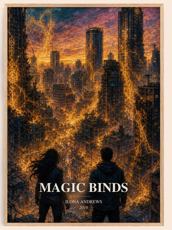 Magic Binds watercolour book poster by Ilona Andrews – framed literary art print