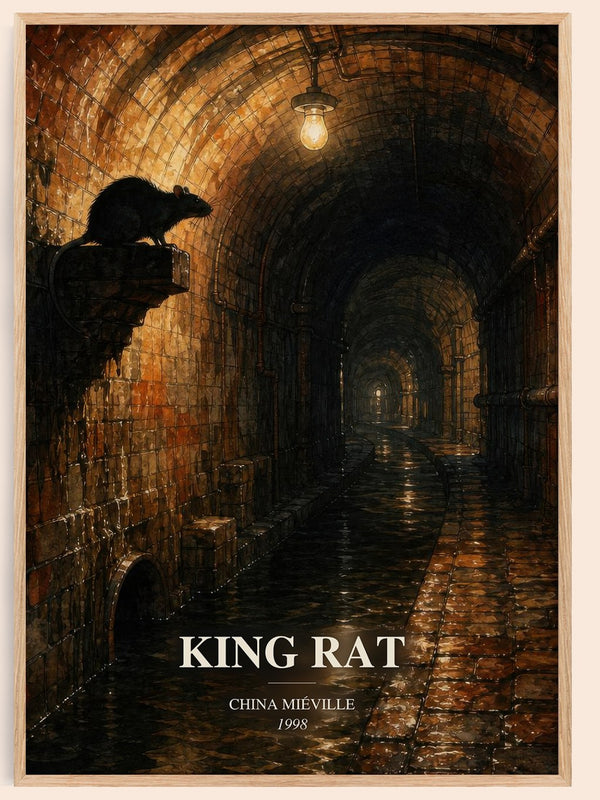 King Rat watercolour book poster by China Miéville – framed literary art print