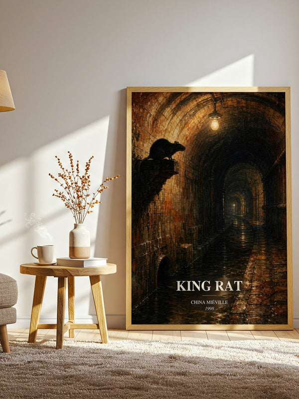 King Rat watercolour print in frame leaning in hallway – fantasy wall art