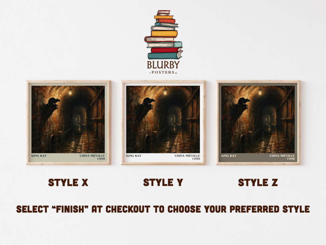 King Rat literary print in frame leaning in hallway – fantasy wall art (mockup)