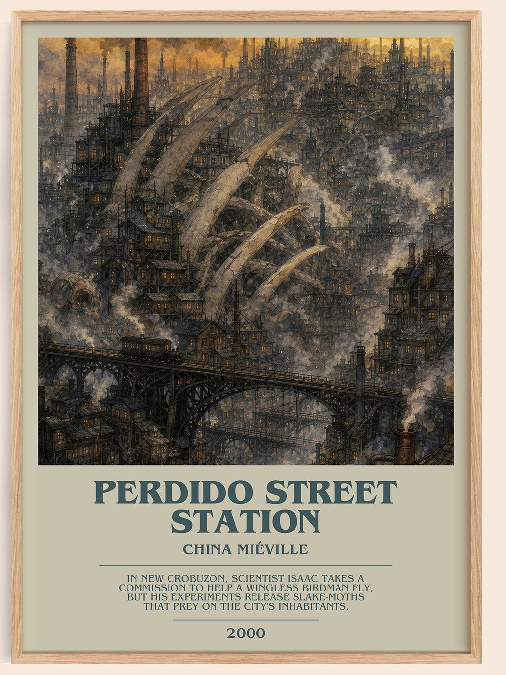 Perdido Street Station bookish book poster by China Miéville – framed literary art print