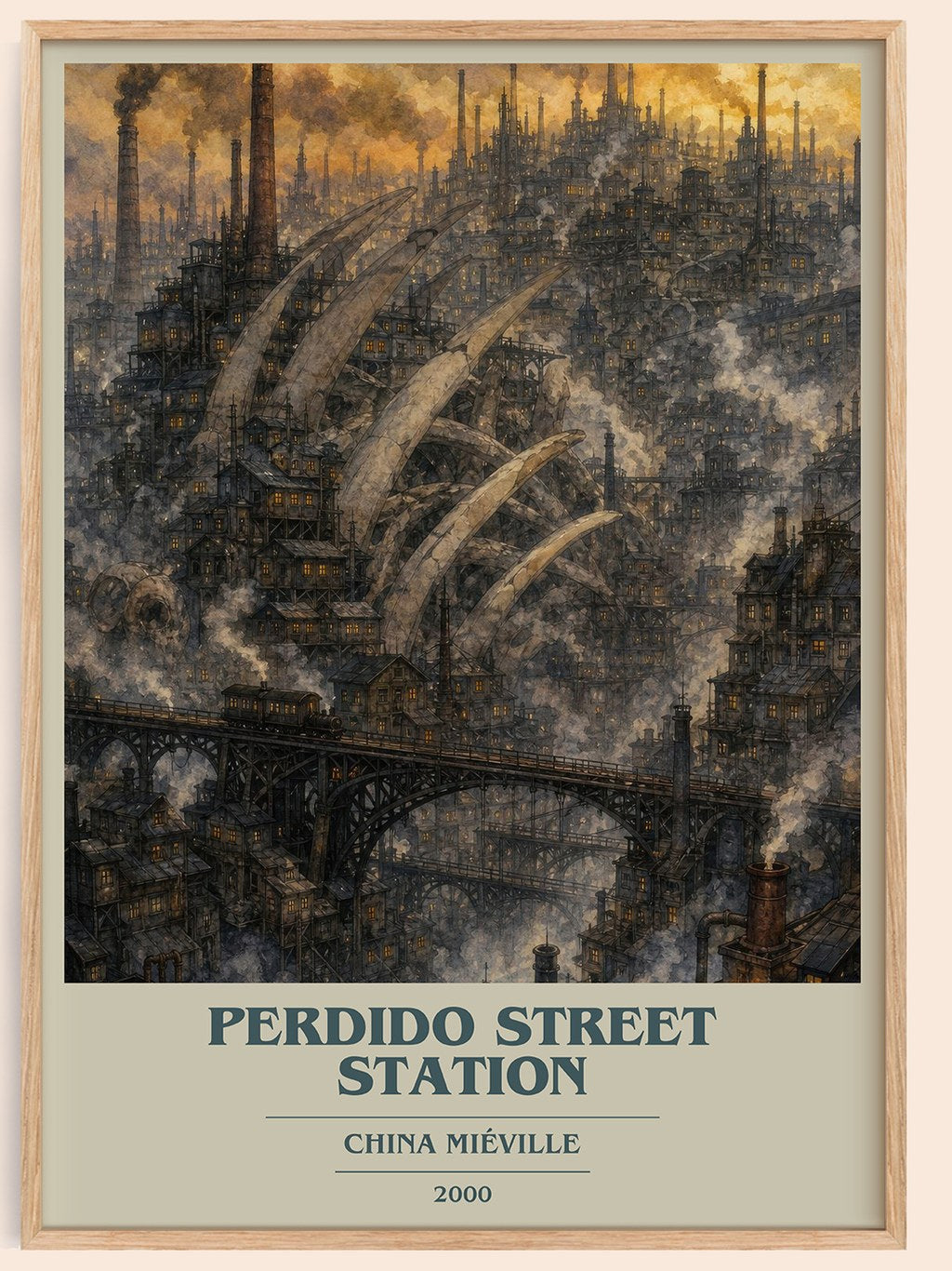Perdido Street Station book cover book poster by China Miéville – framed literary art print