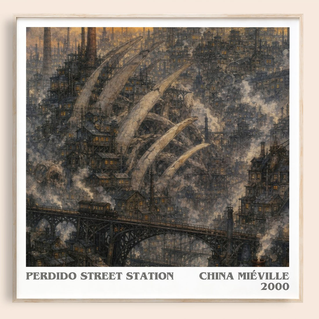 Perdido Street Station literary book poster by China Miéville – framed literary art print
