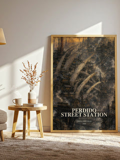 Perdido Street Station watercolour print in frame leaning in hallway – fantasy wall art