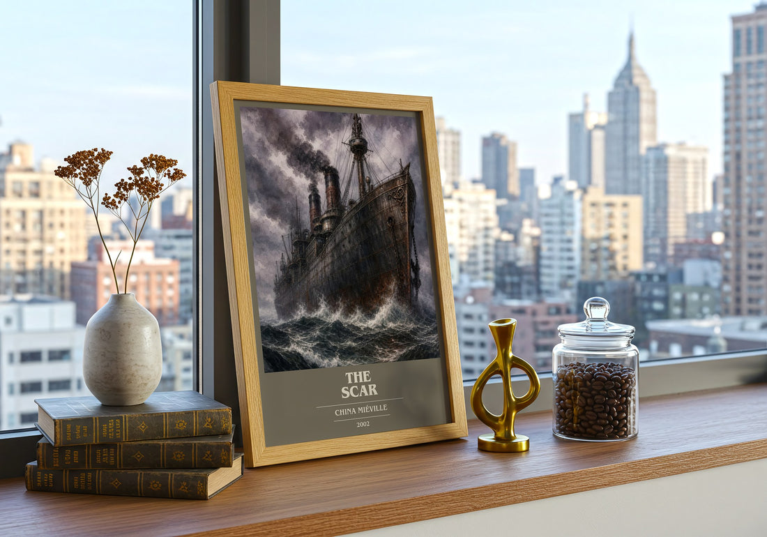 The Scar book cover print framed by window – literary home decor