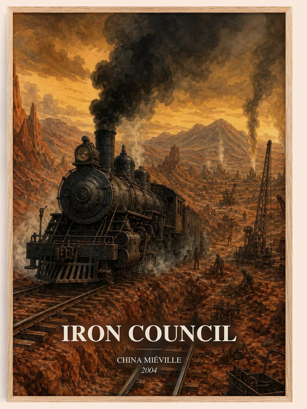 Iron Council watercolour book poster by China Miéville – framed literary art print