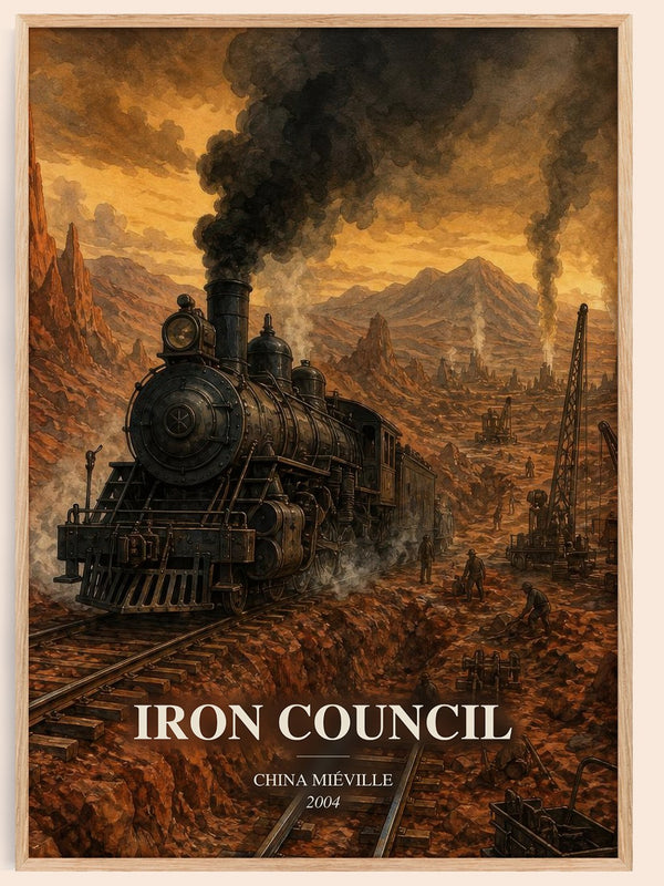 Iron Council watercolour book poster by China Miéville – framed literary art print