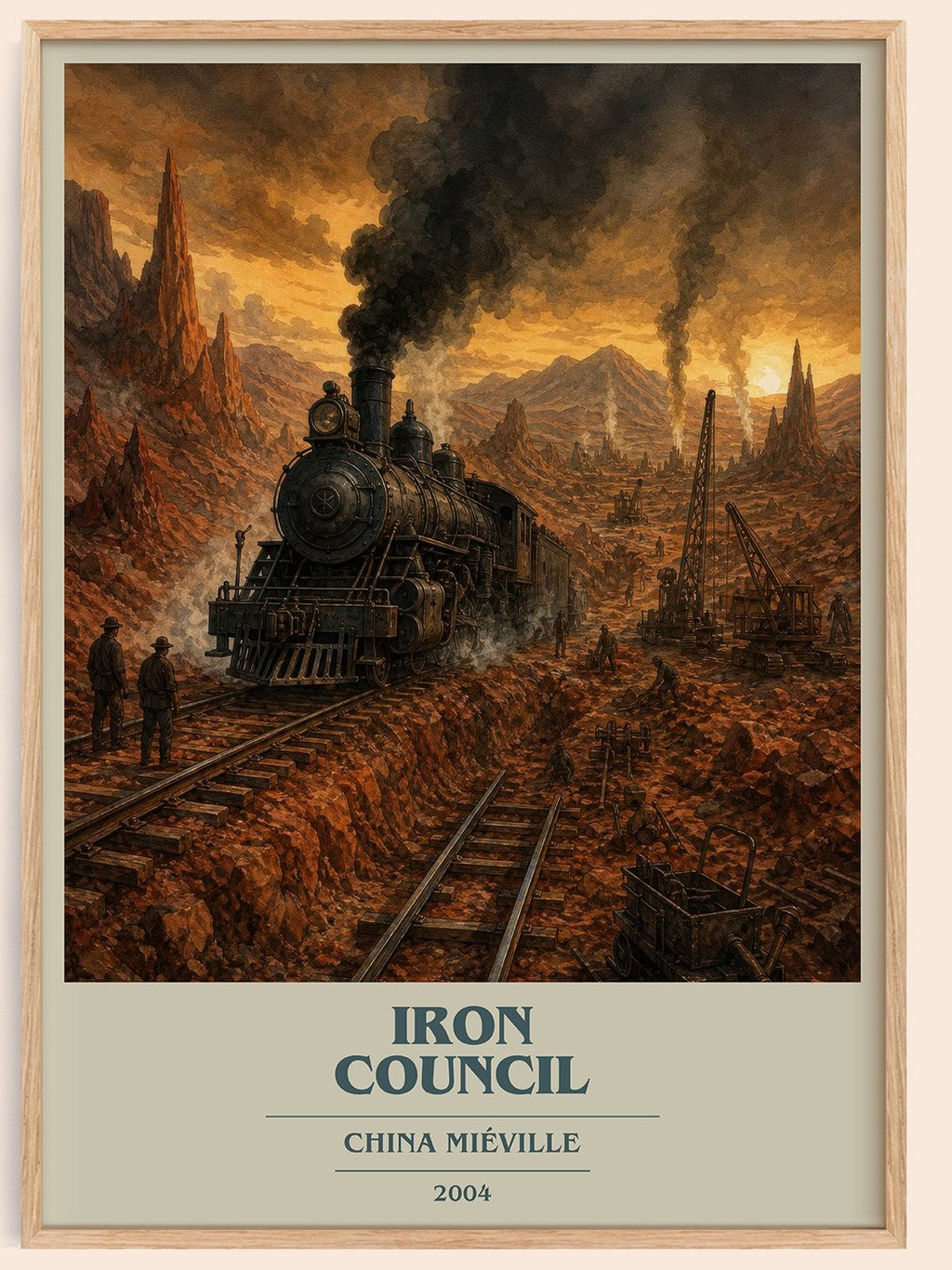 Iron Council book cover book poster by China Miéville – framed literary art print