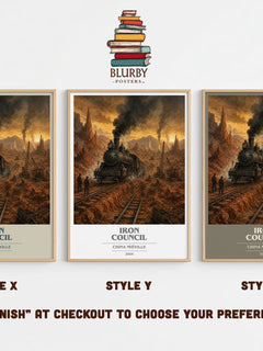 Iron Council book cover print in frame leaning in hallway – fantasy wall art