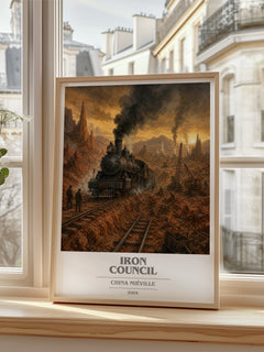 Iron Council book cover poster colour and style options – China Miéville book art