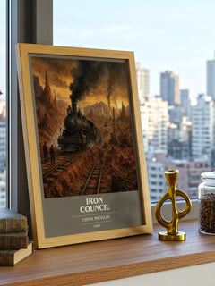 Iron Council book cover print framed by window – literary home decor