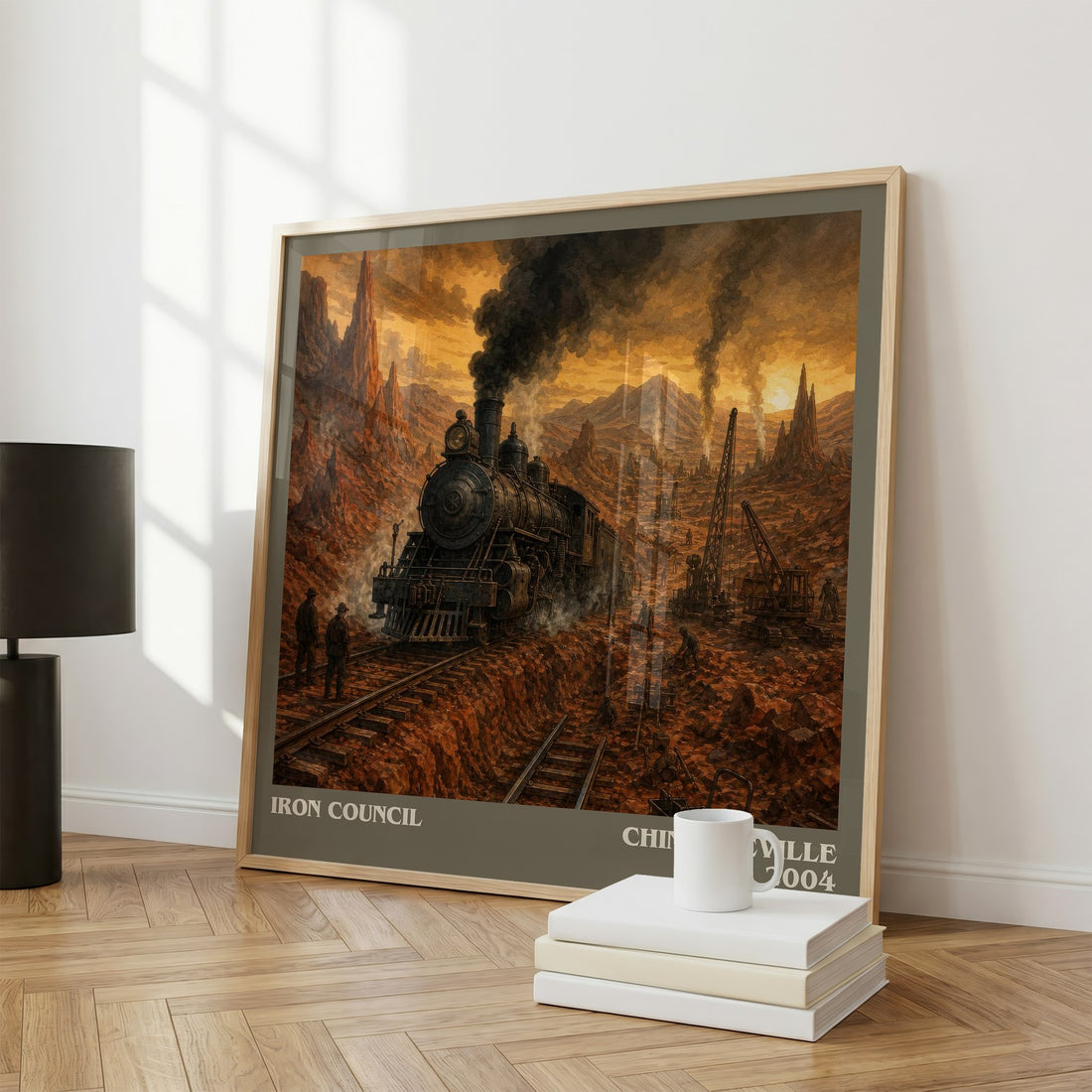 Iron Council literary print framed by window – literary home decor