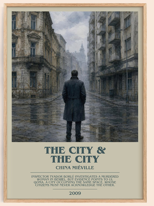 The City & the City bookish book poster by China Miéville – framed literary art print