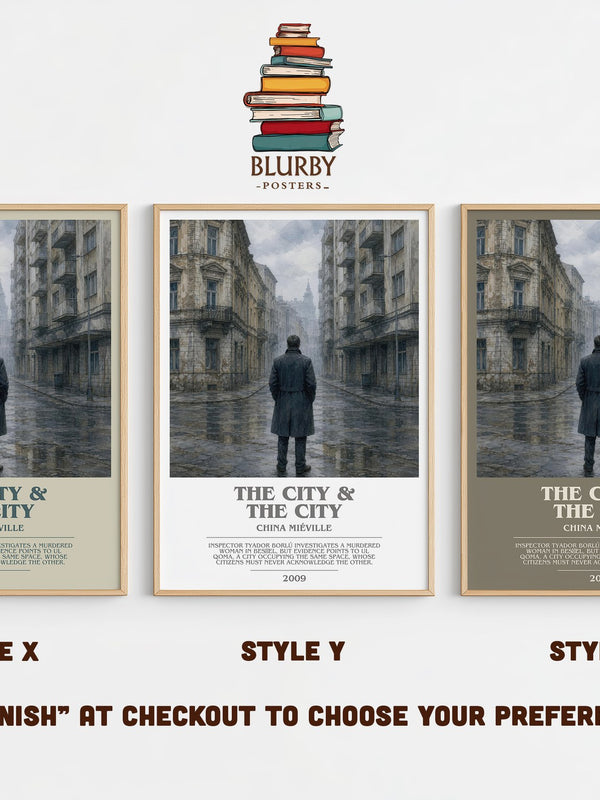 The City & the City bookish print in frame leaning in hallway – mystery wall art