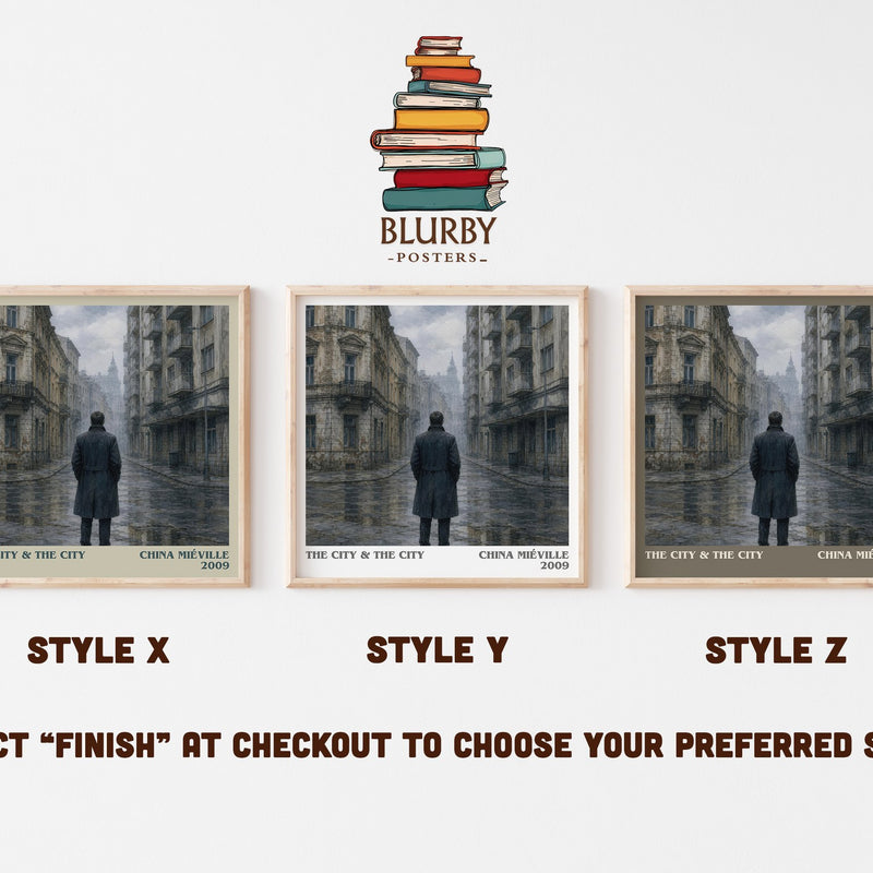 The City & the City literary print in frame leaning in hallway – mystery wall art